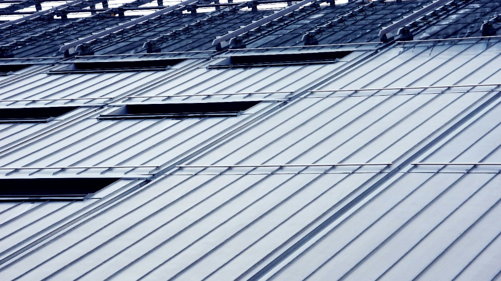 Standing-seam metal roof on a commercial building